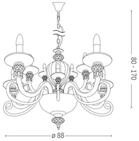 Ideal Lux - Csillár zsinóron BARONET 15xE14/40W/230V