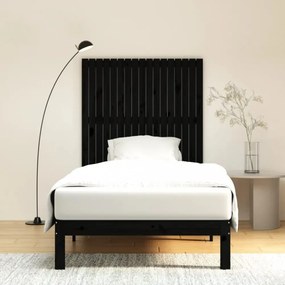 fekete tömör fenyőfa fali fejtámla 108 x 3 x 110 cm