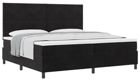 Box Spring ágy matraccal Fekete 200x200 cm Bársony