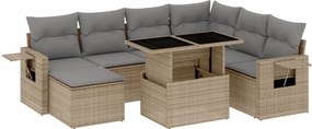 vidaXL 8 részes bézs polyrattan kerti ülőgarnitúra párnával