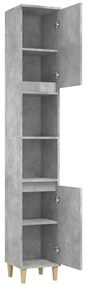 betonszürke szerelt fa fürdőszobaszekrény 30 x 30 x 190 cm