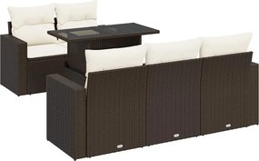 vidaXL 6 részes barna polyrattan kerti ülőgarnitúra párnával