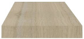 2 db tölgyszínű MDF lebegő fali polc 50 x 23 x 3,8 cm