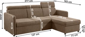 Kinyitható ülőgarnitúra, szürkésbarna Taupe, ALECHANDRO A ROH