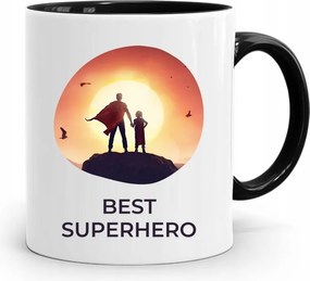 Bögre Fekete Apák Napi Ajándék Best Superhero fényképes nyomattal