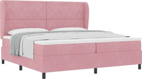 vidaXL Boxrugós ágy matracmal Rózsaszín 200 x 200 cm Poliészter