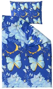 Pamut ágynemű BLUE BUTTERFLY sötétkék Ágyneműhuzat mérete: 70 x 90 cm | 140 x 200 cm
