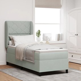 Boxspring Ágy Matrac Közép Szürke 80x200 cm Bársony