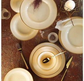 18 részes porcelán étkészlet – bézs-arany kivitel