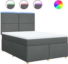 vidaXL sötétszürke szövet rugós ágy matraccal 140 x 190 cm