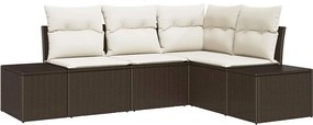 vidaXL Kerti Kanapé Szett 4 pcs Barna polirattan