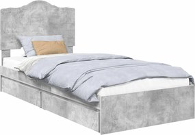 vidaXL Tárolós Ágy fejtámlával Beton Szürke 75 x 190 cm Faanyag