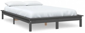 szürke tömör fenyőfa ágykeret 150 x 200 cm (King Size)