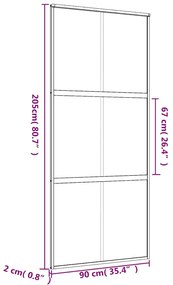 aranyszínű ESG tejüveg és alumínium tolóajtó 90 x 205 cm
