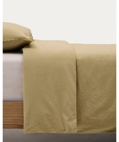 Sárga-zöld egyszemélyes hosszabbított pamut-perkál ágyneműhuzat 150x220 cm Sifinia – Kave Home