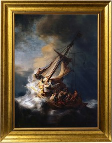 Vihar A Galileai Tavon Vászonkép Arany Keretben 30X40