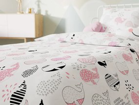 PINK HALACSKÁS fehér pamut ágyneműhuzat