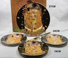 Porcelán süteményes készlet lapáttal, 6 személyes, 27/19cm, Klimt:The Kiss