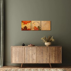Őszi motívumú kép (órával) (90x30 cm)