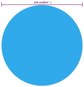 kék napelemes kerek lebegő PE medencefólia 250 cm