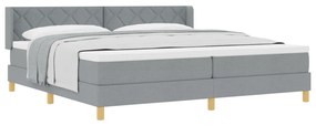 Boxspring ágy matraccal világosszürkében, 200 x 200 cm, szövet
