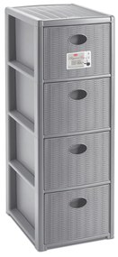 STEFANPLAST Tároló polc Elegance Slim, 4 fiókos, szürke