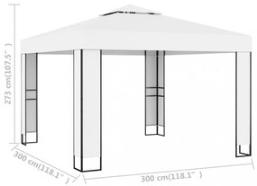 fehér dupla tetős pavilon 3 x 3 m