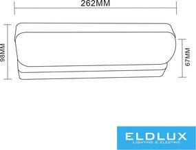 UNIVERSO Kültéri fali lámpa 12w 1200lm 3000k 180° IP65 262×67×98mm fekete
