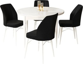 Rox étkezőgarnitúra, fehér-fekete, 90 cm