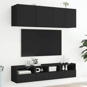 fekete szerelt fa fali TV-szekrény 40 x 30 x 30 cm