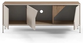 Krémszínű-natúr színű komód tölgyfa dekorral 150x55x35 cm Lilou – Marckeric