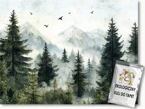 Fotótapéta Flizelina Kilátás Hegyek Erdő Fák Lucfenyő Tél Hó 152,5x104 ragasztó