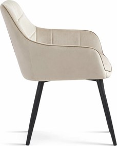 Étkezőfotel VARSI VELVET fekete lábakkal, bézs