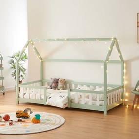 [en.casa] Házikó gyerekágy Sisimiut 90x200 cm fenyőfa mentazöld/fehér
