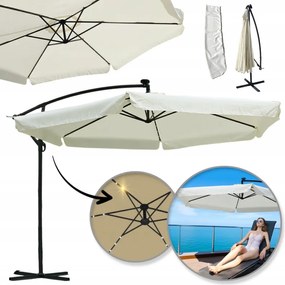 Kerti napernyő Solar Led világítással, gémmel és fodrokkal, krémszínű 3,