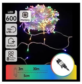 Aigostar - LED RGBY kültéri karácsonyi fényfüzér, 600 LED / 6 W / 230 V, 30 m, IP44