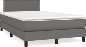 vidaXL szürke műbőr rugós ágy matraccal 120 x 200 cm