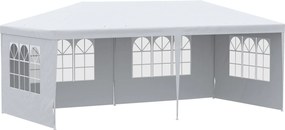 Outsunny Kerti Pavilon Leszedhető Oldalfalakkal 6x3 m Napernyő Pavilon 4 Áttetsző Ablakkal, 12 Lejárati Nyílással és Anti-UV Acélváz Téli Időjárásálló