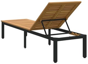 Napsütéses nyugágy Fekete 200x55x35 cm Tömör akácfa