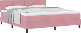 vidaXL Boxrugós ágy matracmal Rózsaszín 180 x 200 cm Bársony