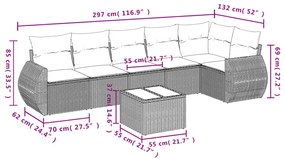 7 részes barna polyrattan kerti ülőgarnitúra párnákkal