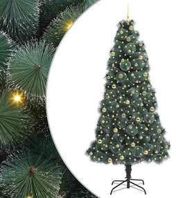 Műfenyő Kivilágított Karácsonyfa Gömbökkel Zöld 240 cm PET