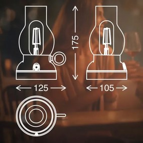 Brilo - KANEA LED asztali lámpa, kültéri, dimmelhető és újratölthető, LED/1,5W/5V IP44 1200mAh, bronz
