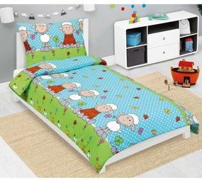 Bellatex Gyermek krepp ágynemű Juh kék, 140 x 200,70 x 90 cm, 140 x 200, 70 x 90 cm