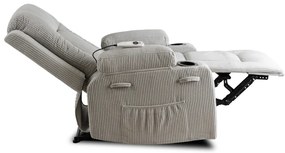 Elektromosan Vezérelhető Masszázsfunkciós Relaxfotel Szürke Kordbársony Kárpittal. BOX2