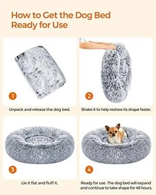 Kutyafekhely bolyhos puha kör alakú, 60 cm, szürke