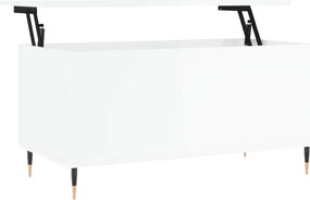 vidaXL magasfényű fehér szerelt fa dohányzóasztal 90x44,5x45 cm
