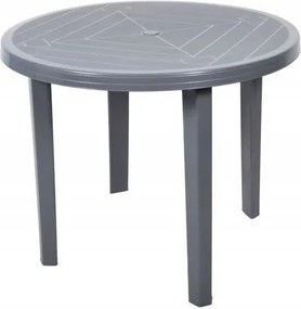 Kerti terasz asztal kerek műanyag szürke 90 cm