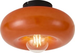 Retro Fekete Mennyezeti Lámpa Narancssárga Üveggel 30cm - Glaze