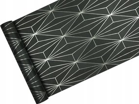 Geometriai tapéta ezüst Háló fekete háttér